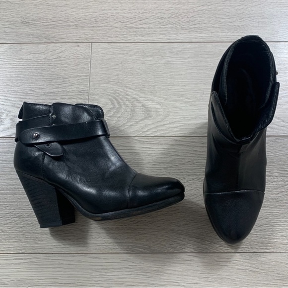 RAG & BONE Harrow Black Leather Ankle Boots - Picture 2 of 13